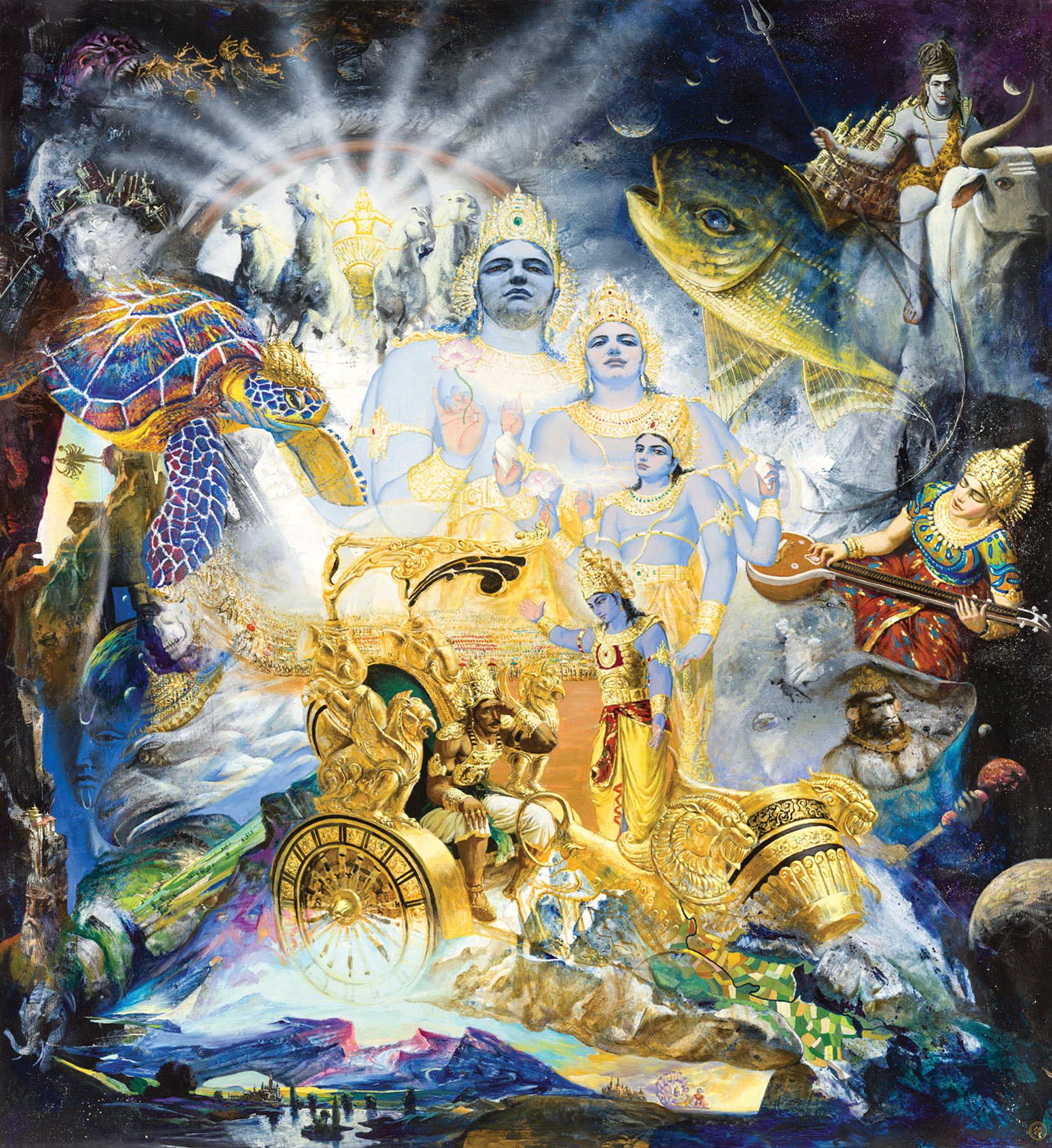 Krishna revealing the Virat Roop